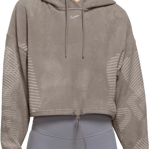 NWT Nike Pro Women’s Therma Fit ADV  Cropped Fleece Hoodie Size L - Picture 1 of 10